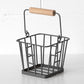 Grey Wire Egg Holder Basket with Wooden Handle