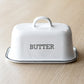 Retro White Enamel Butter Dish with Lid