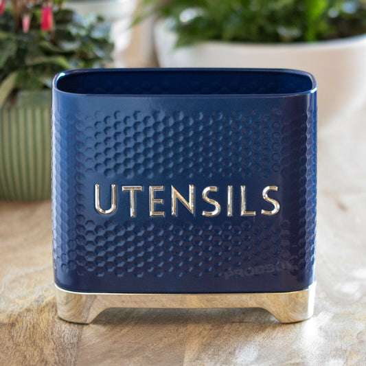 Blue Lovello Textured Utensil Holder Pot