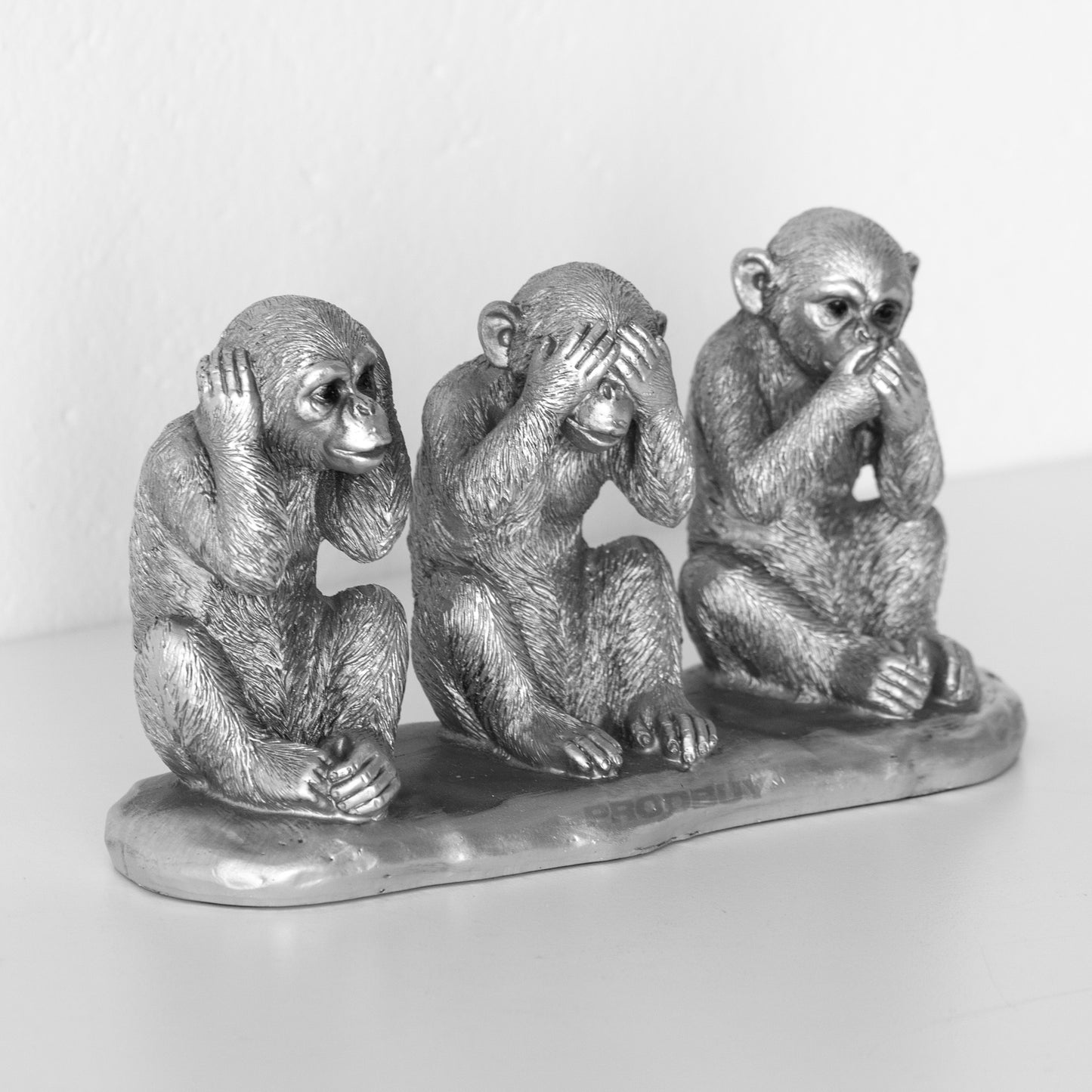 Silver 3 Wise Monkeys Ornament See Speak Hear No Evil