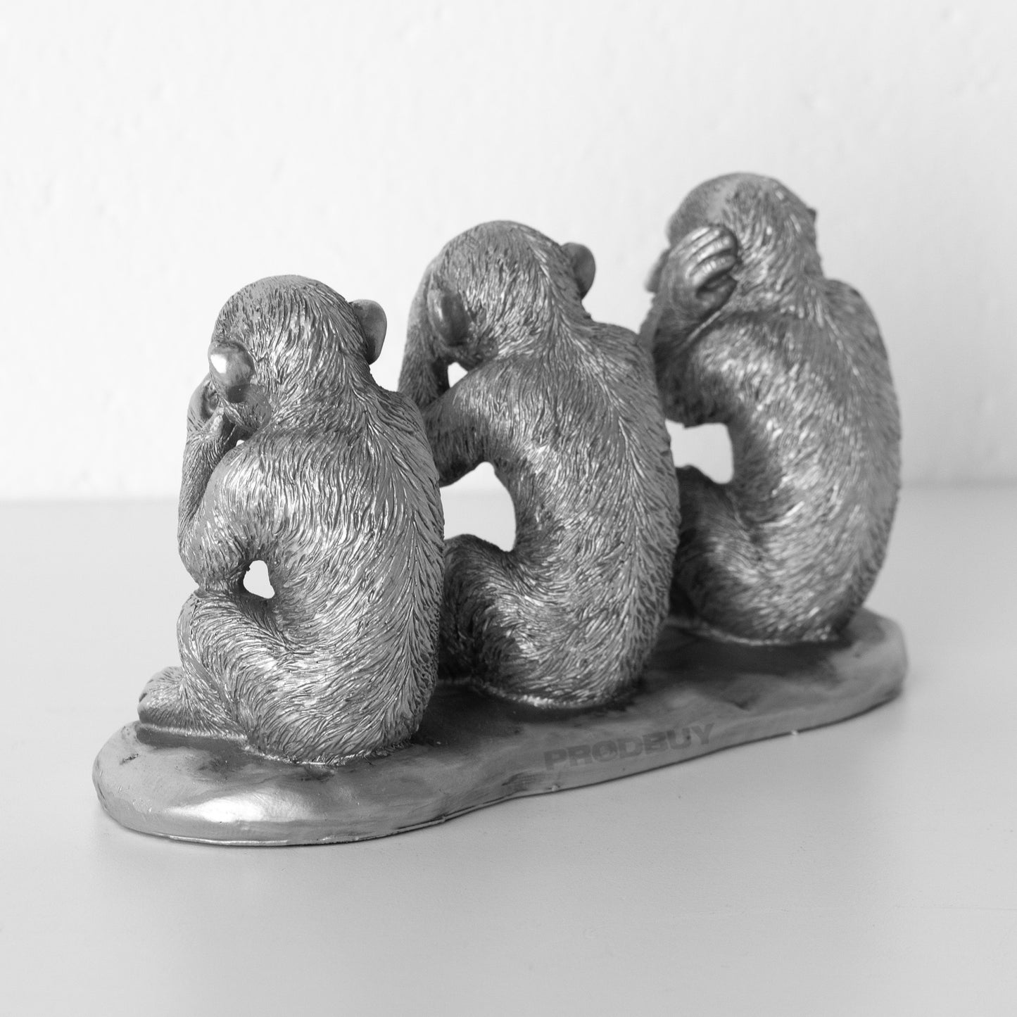 Silver 3 Wise Monkeys Ornament See Speak Hear No Evil