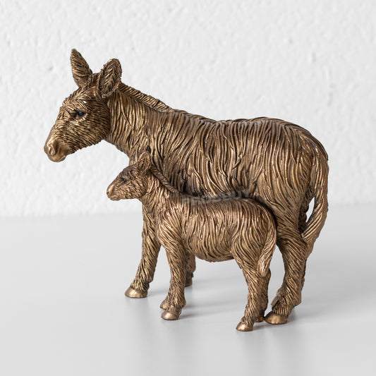 Small Donkey with Foal 18cm Decorative Ornament Figure