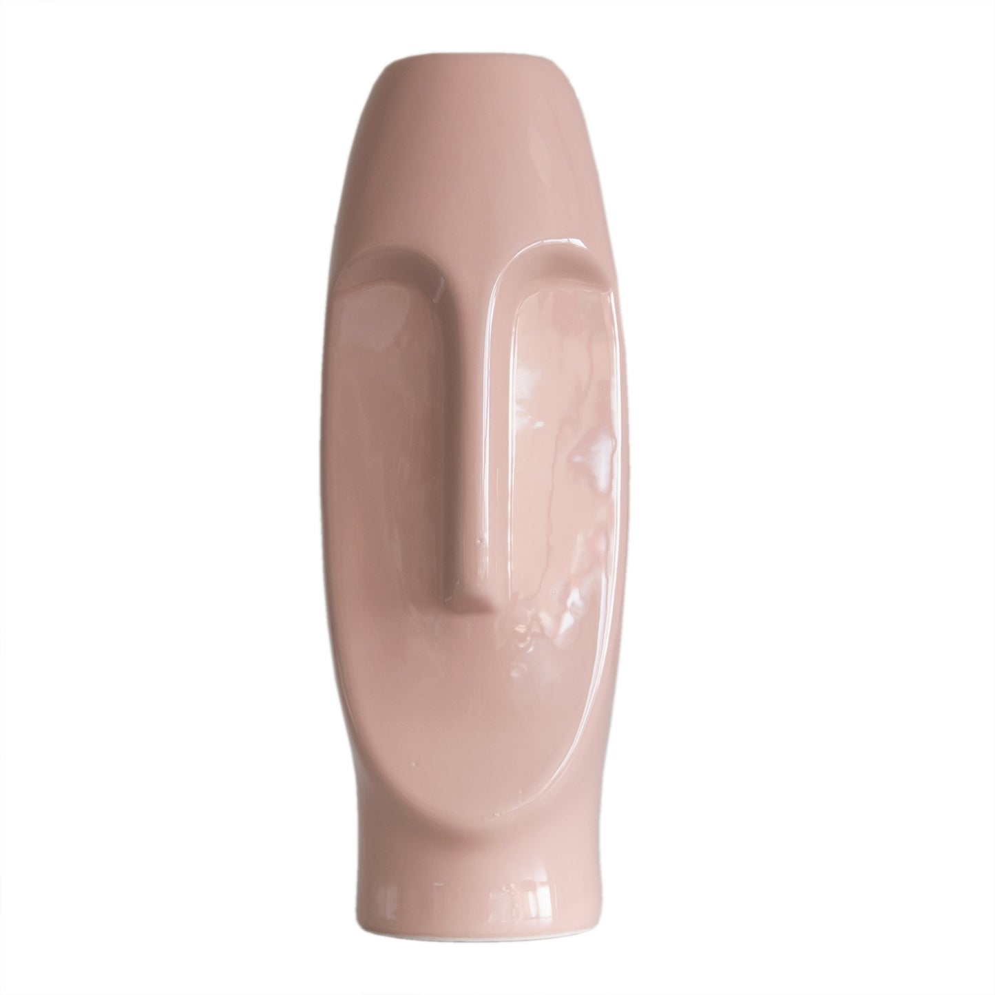 29.5cm Ceramic Face Vase - Pale 'Nude' Pink