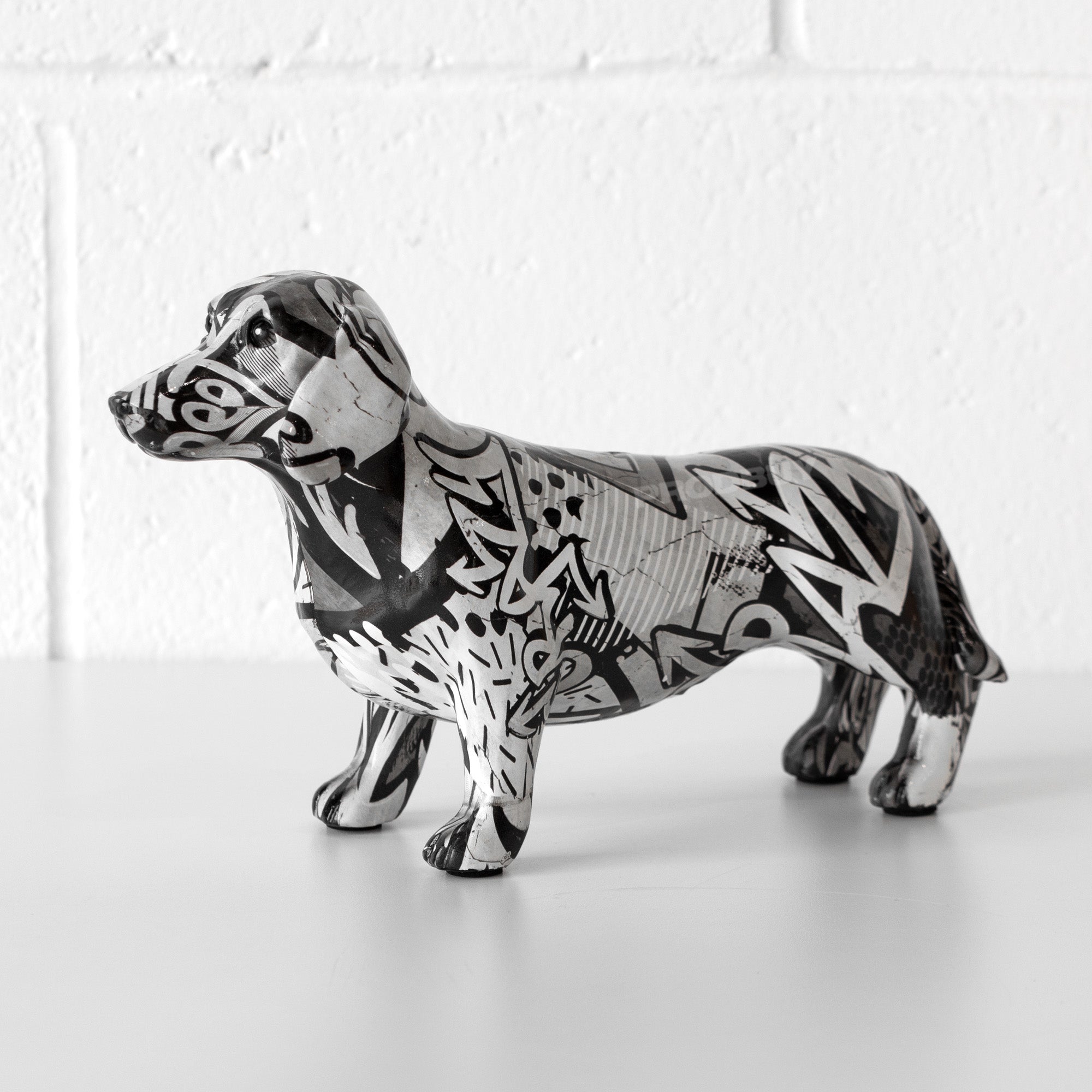 Monochrome Graffiti Dachshund Sausage Dog Ornament