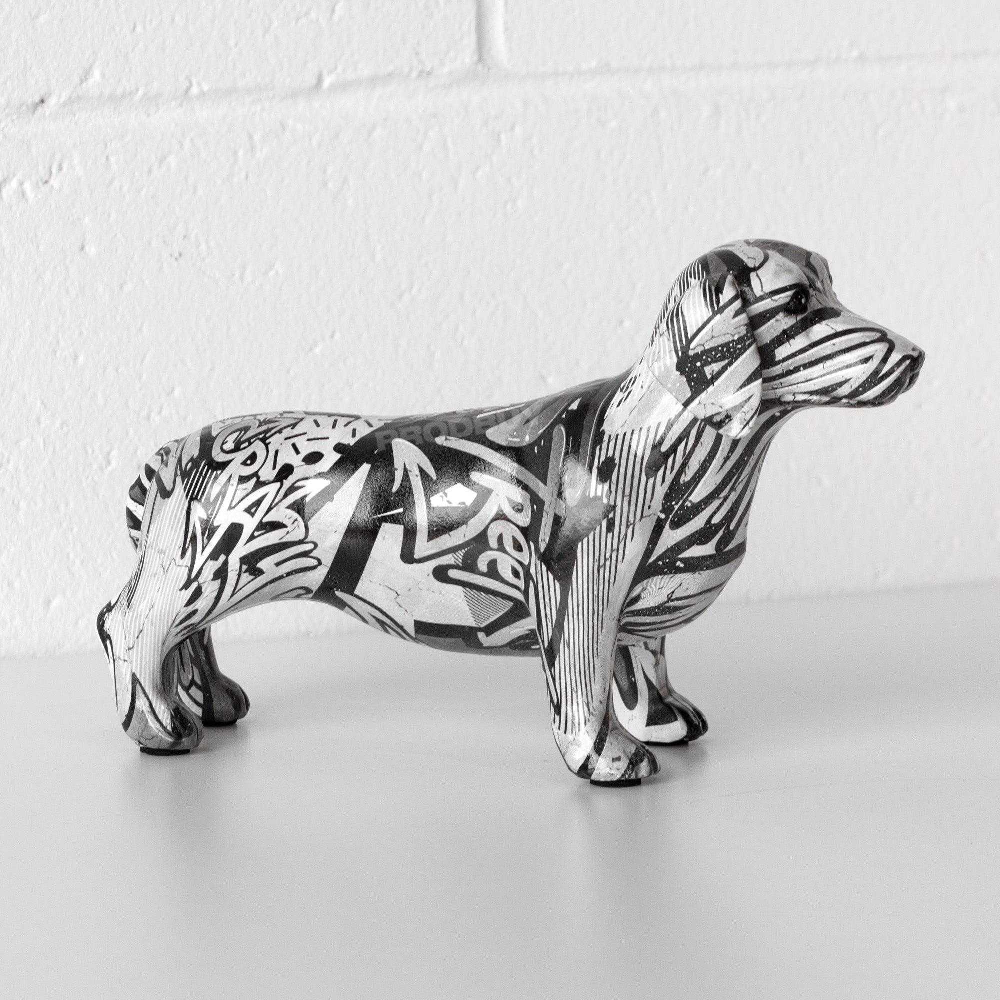 Monochrome Graffiti Dachshund Sausage Dog Ornament