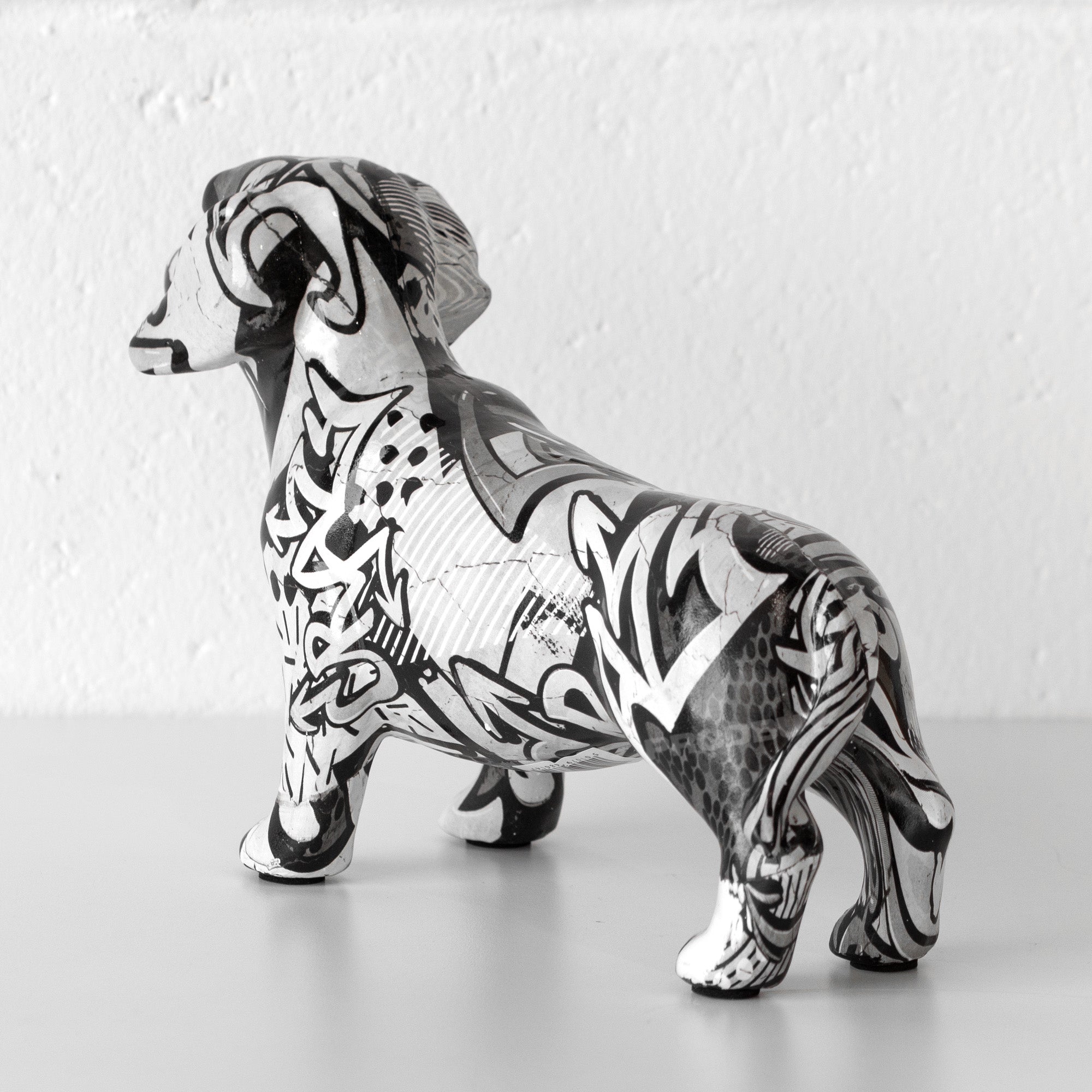 Monochrome Graffiti Dachshund Sausage Dog Ornament