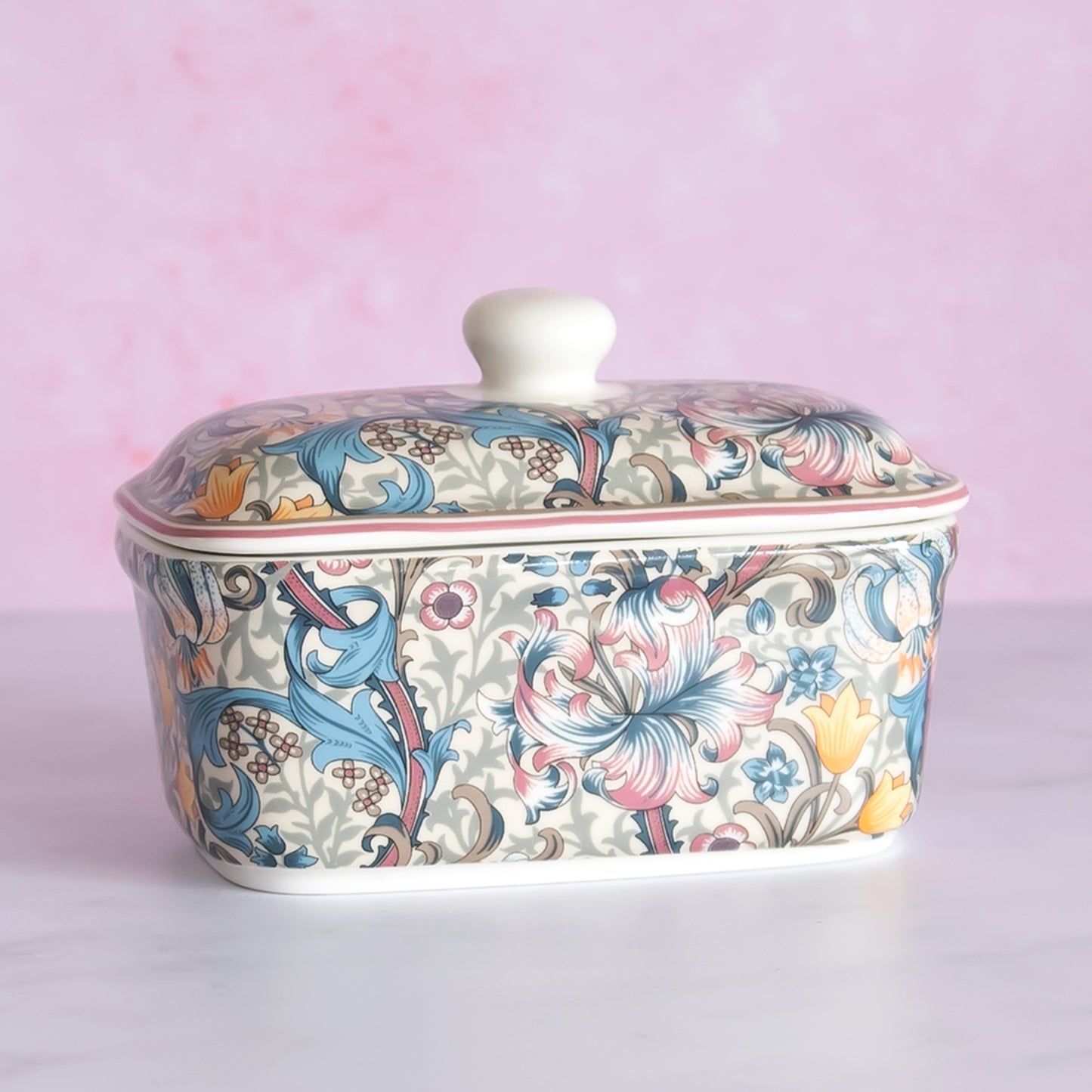 William Morris Golden Lily Fine China Butter Dish with Lid