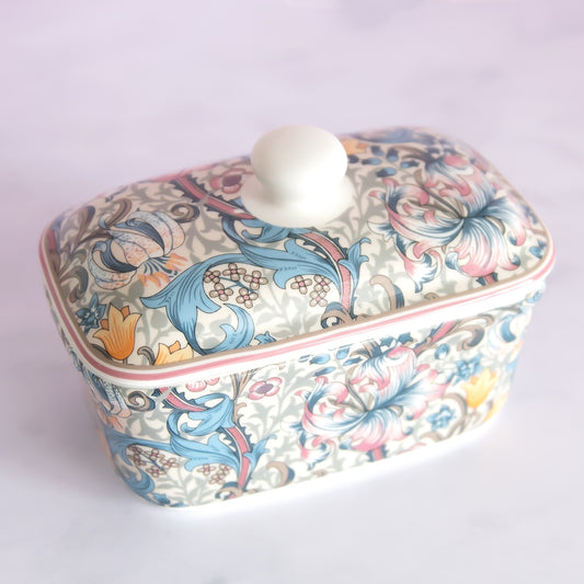 William Morris Golden Lily Fine China Butter Dish with Lid