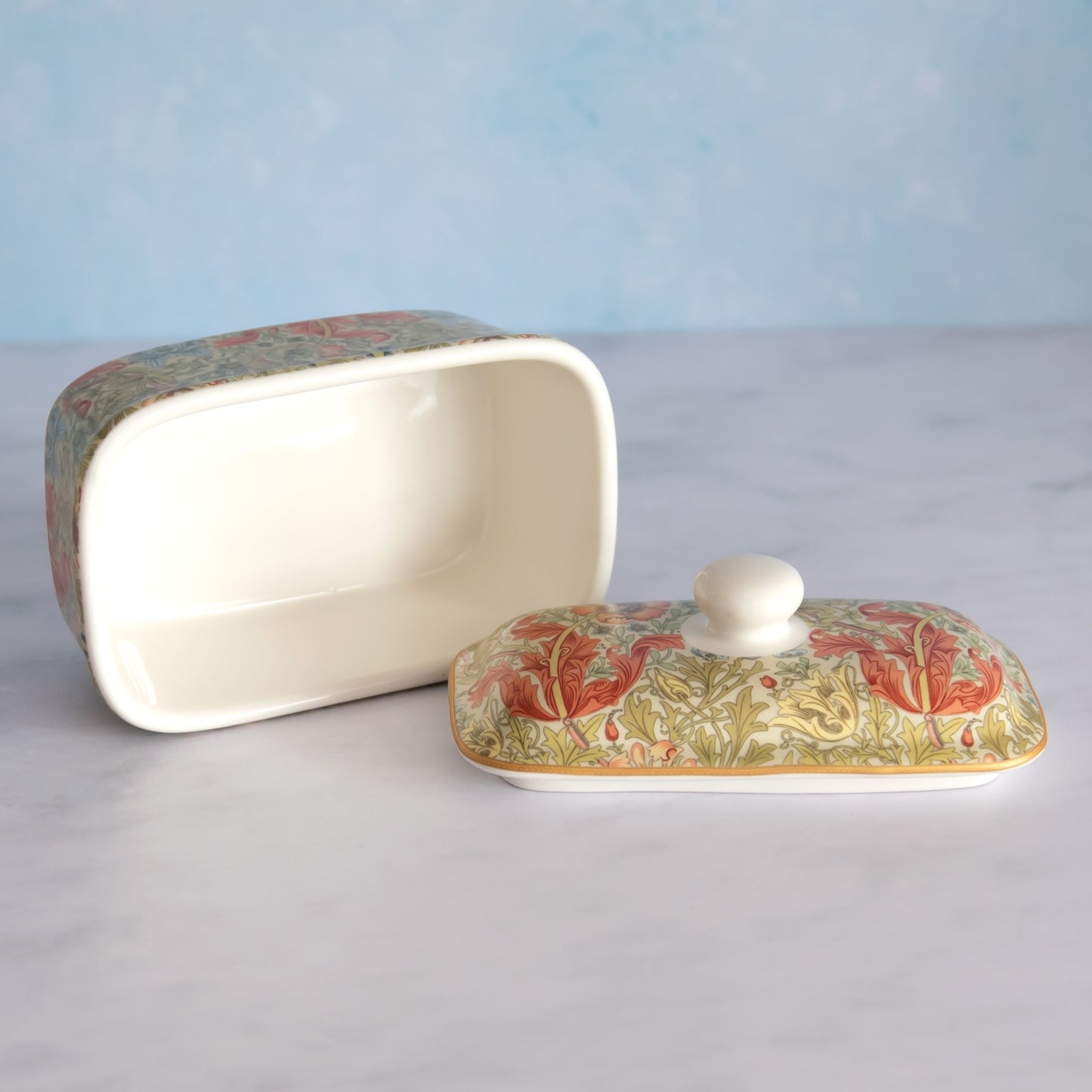 William Morris Compton Fine China Butter Dish with Lid