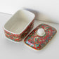 Red 'Strawberry Thief' Ceramic Butter Dish with Lid