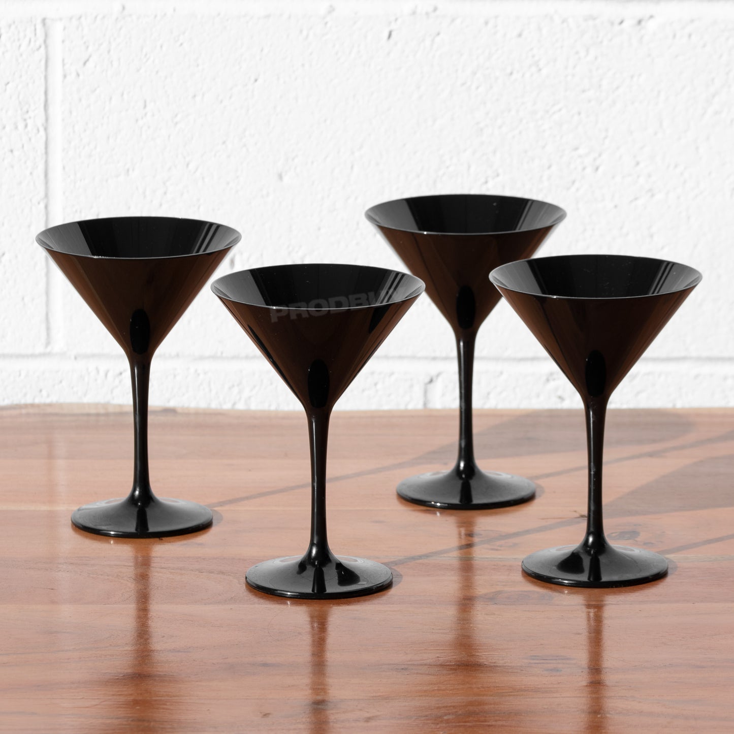 Set of 4 Black Polycarbonate Martini Cocktail Saucer Glasses