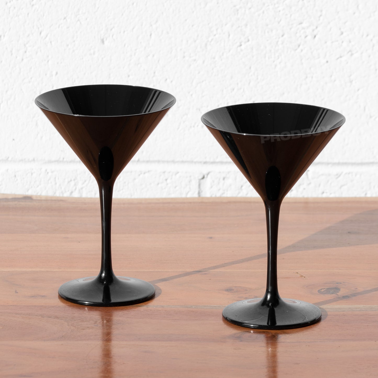 Set of 4 Black Polycarbonate Martini Cocktail Saucer Glasses