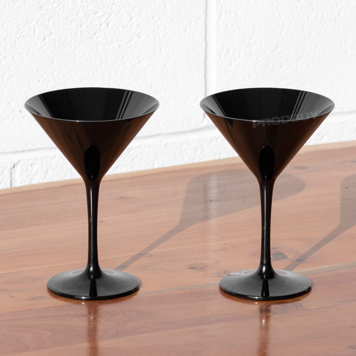 Set of 4 Black Polycarbonate Martini Cocktail Saucer Glasses