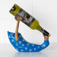 Blue Floral Drunken Duck Wooden Wine Bottle Holder