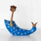 Blue Floral Drunken Duck Wooden Wine Bottle Holder