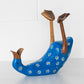 Blue Floral Drunken Duck Wooden Wine Bottle Holder