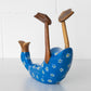 Blue Floral Drunken Duck Wooden Wine Bottle Holder