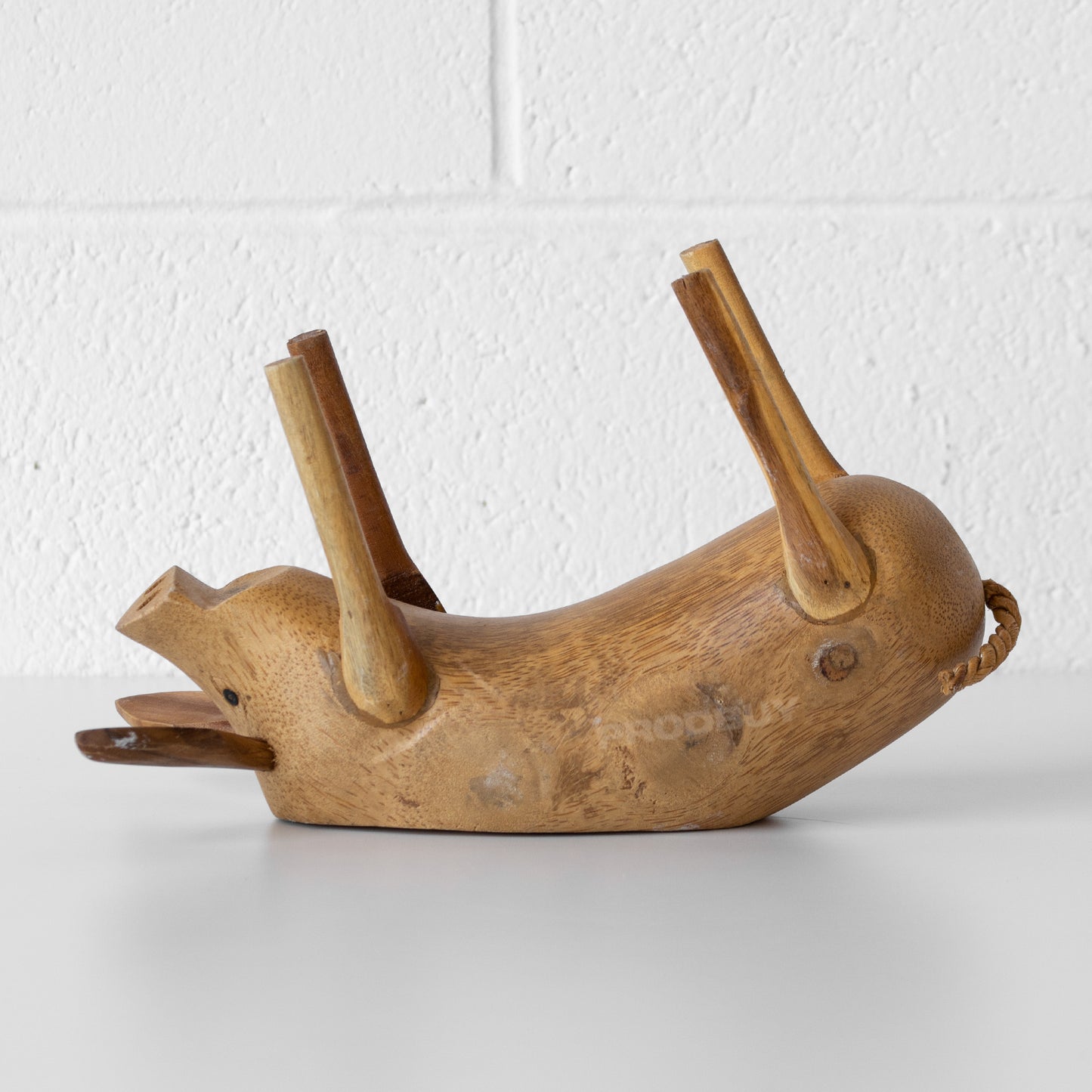 Drunken Pig Wooden Wine Bottle Holder Ornament