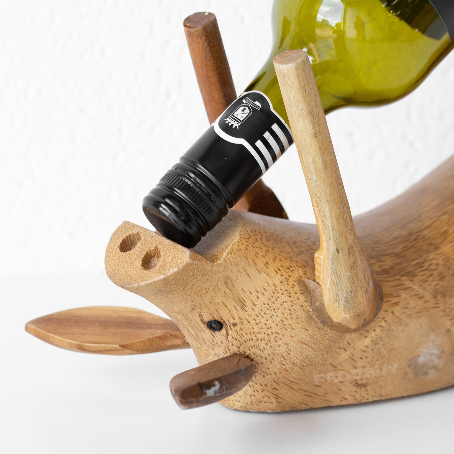 Drunken Pig Wooden Wine Bottle Holder Ornament