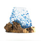 Molten Blue Drops Glass Jar on a Teak Wood Base