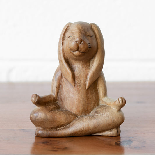 Small Wooden Lotus Pose Yoga Bunny