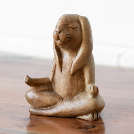 Small Wooden Lotus Pose Yoga Bunny