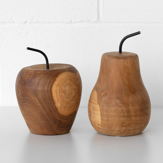 Wooden Apple & Pear Ornaments