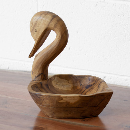 Hand Carved Duck Shaped Wooden Bowl