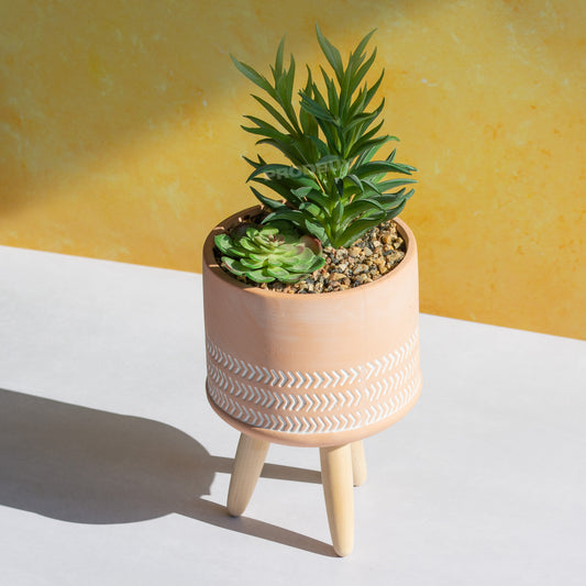 Artificial Succulent Ceramic Fake House Plant Pot with Legs