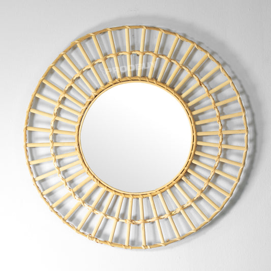 Natural Rattan Wall Mirror Round 50cm Frame