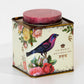 Floral Birds Metal Tea Caddy Storage Tin