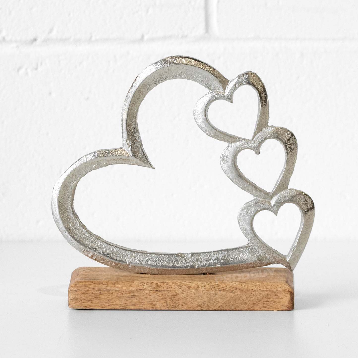Silver Triple Love Hearts 21cm Decorative Ornament