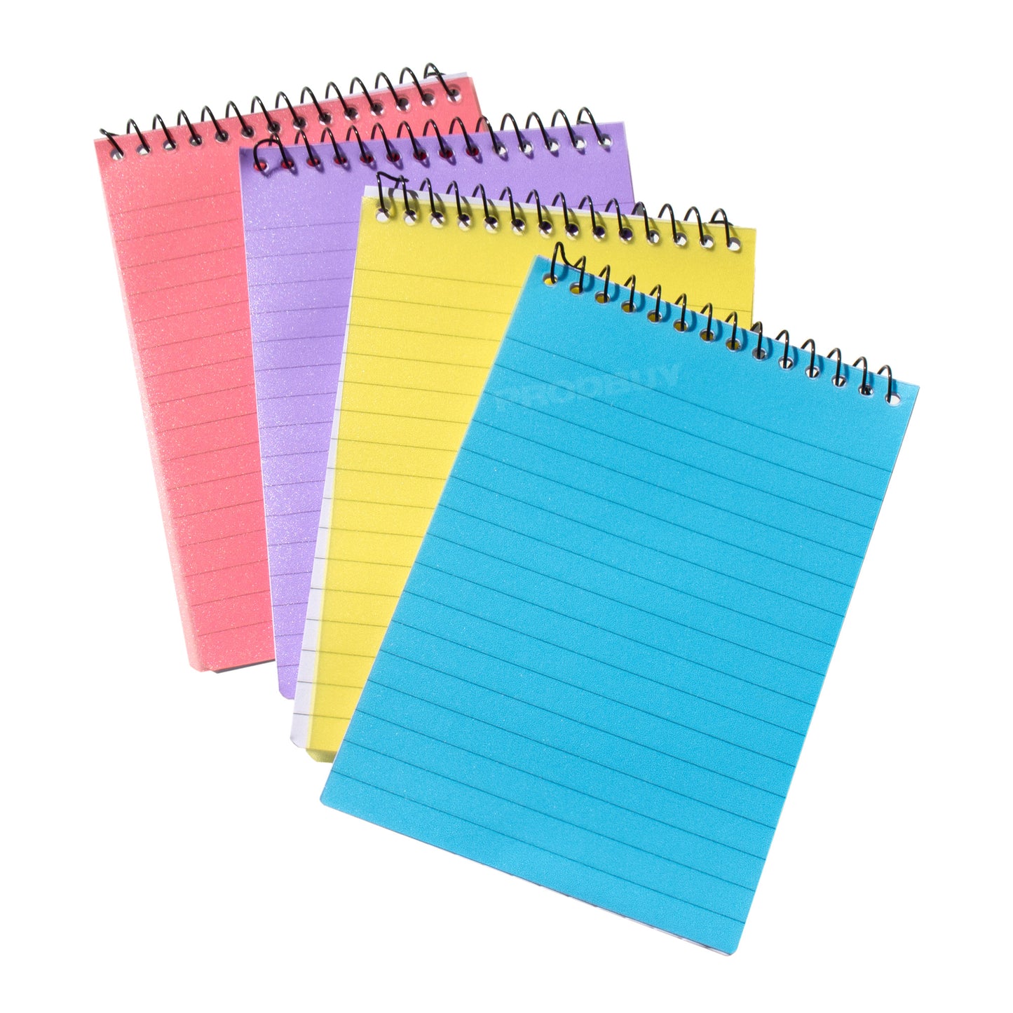 Pack of 4 Small Spiral Paper Notepads with Colour Covers