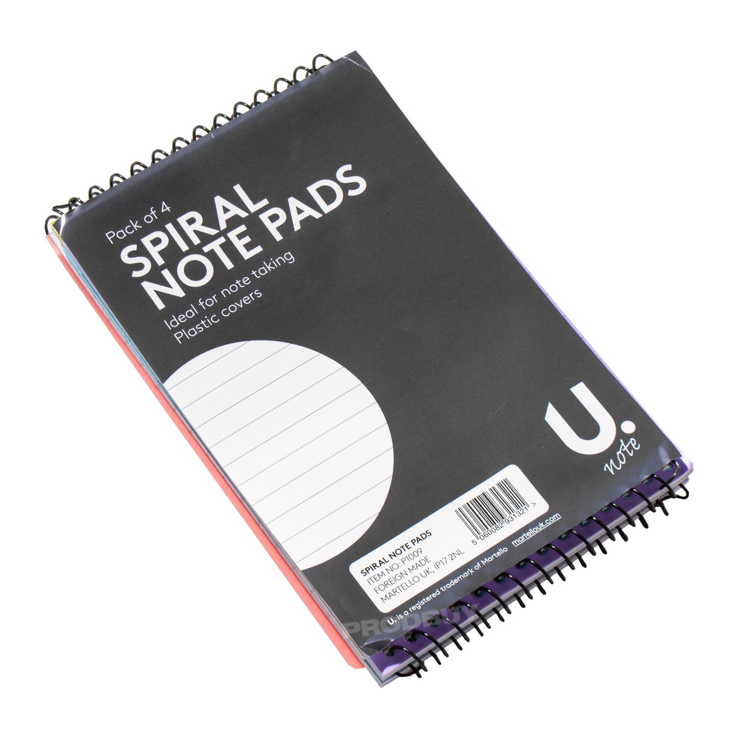 Pack of 4 Small Spiral Paper Notepads with Colour Covers