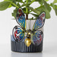 Butterfly Stained Glass & Gold Metal Plant Pot Hanger