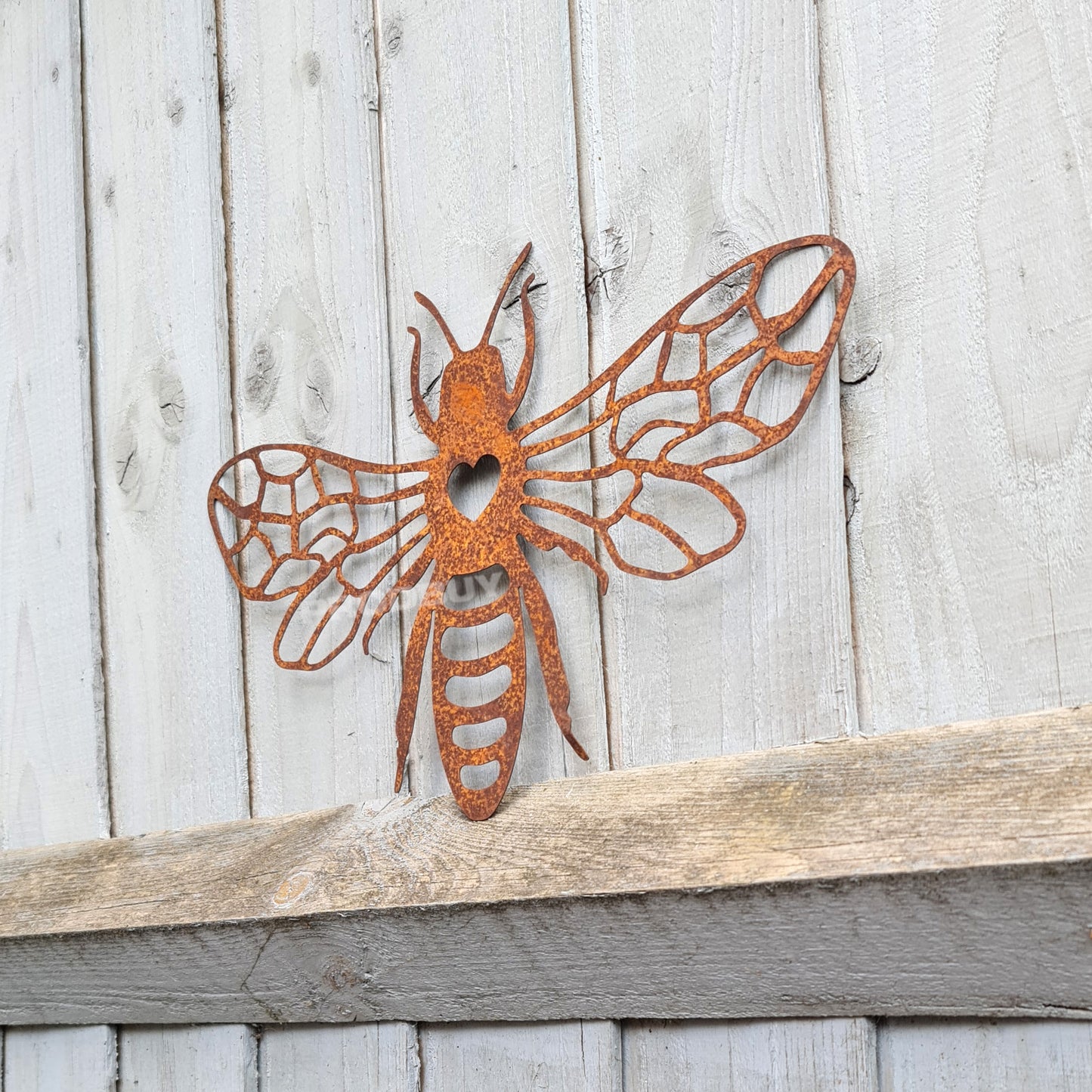 Rusty Honey Bee 38cm Metal Wall Art Hanging