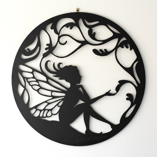 Black Fairy Silhouette 50cm Metal Wall Art