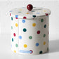 Large Cream Polka Dot Biscuit Barrel Tin