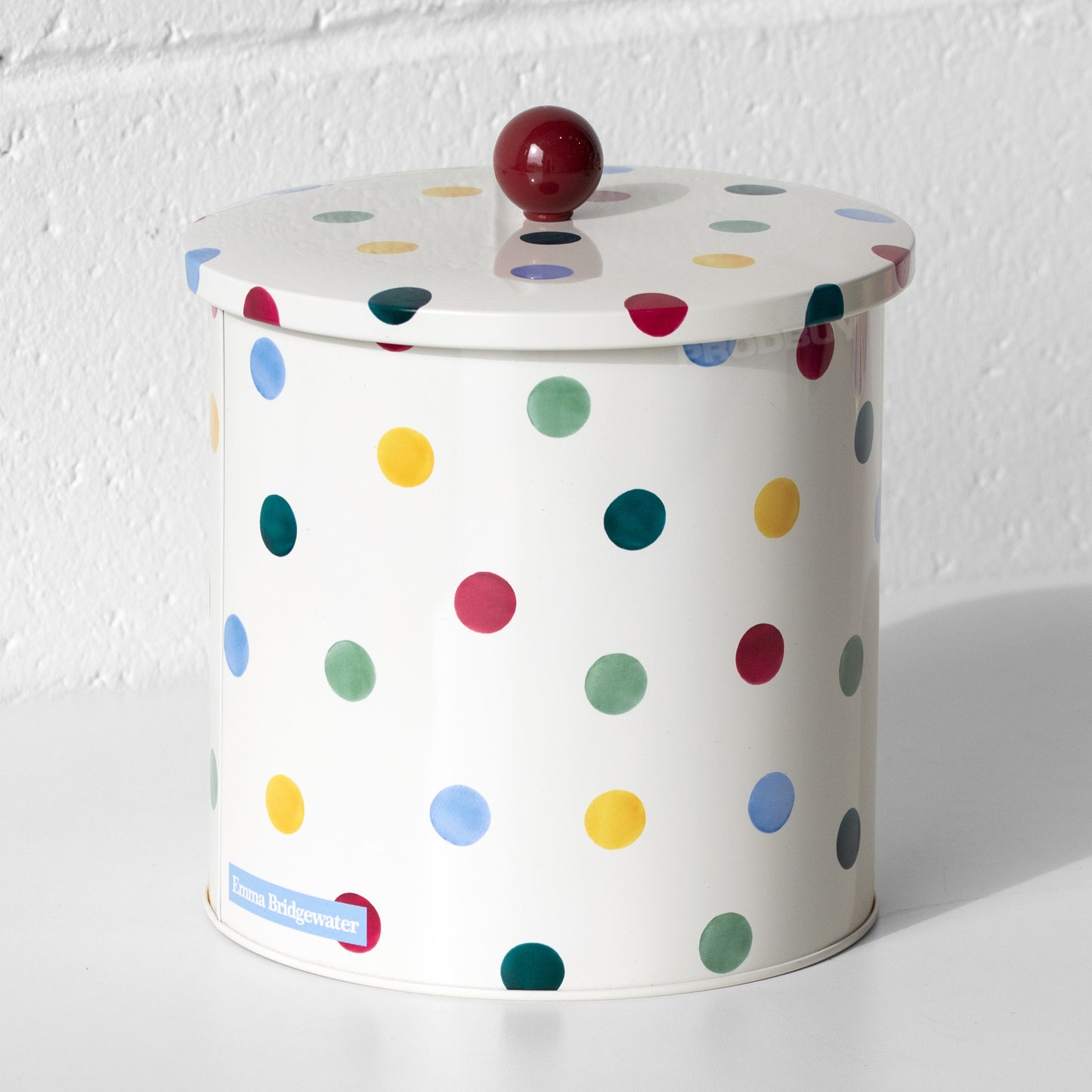 Large Cream Polka Dot Biscuit Barrel Tin