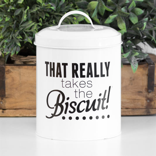 White Metal 'That Really Takes The Biscuit' Storage Jar