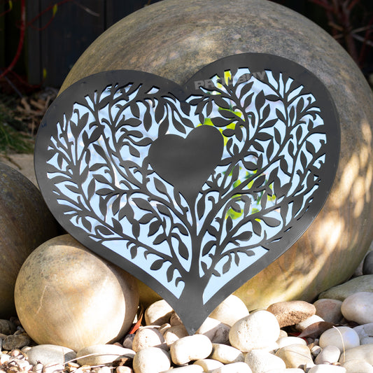 Heart Shaped Black Silhouette Garden Mirror 51cm