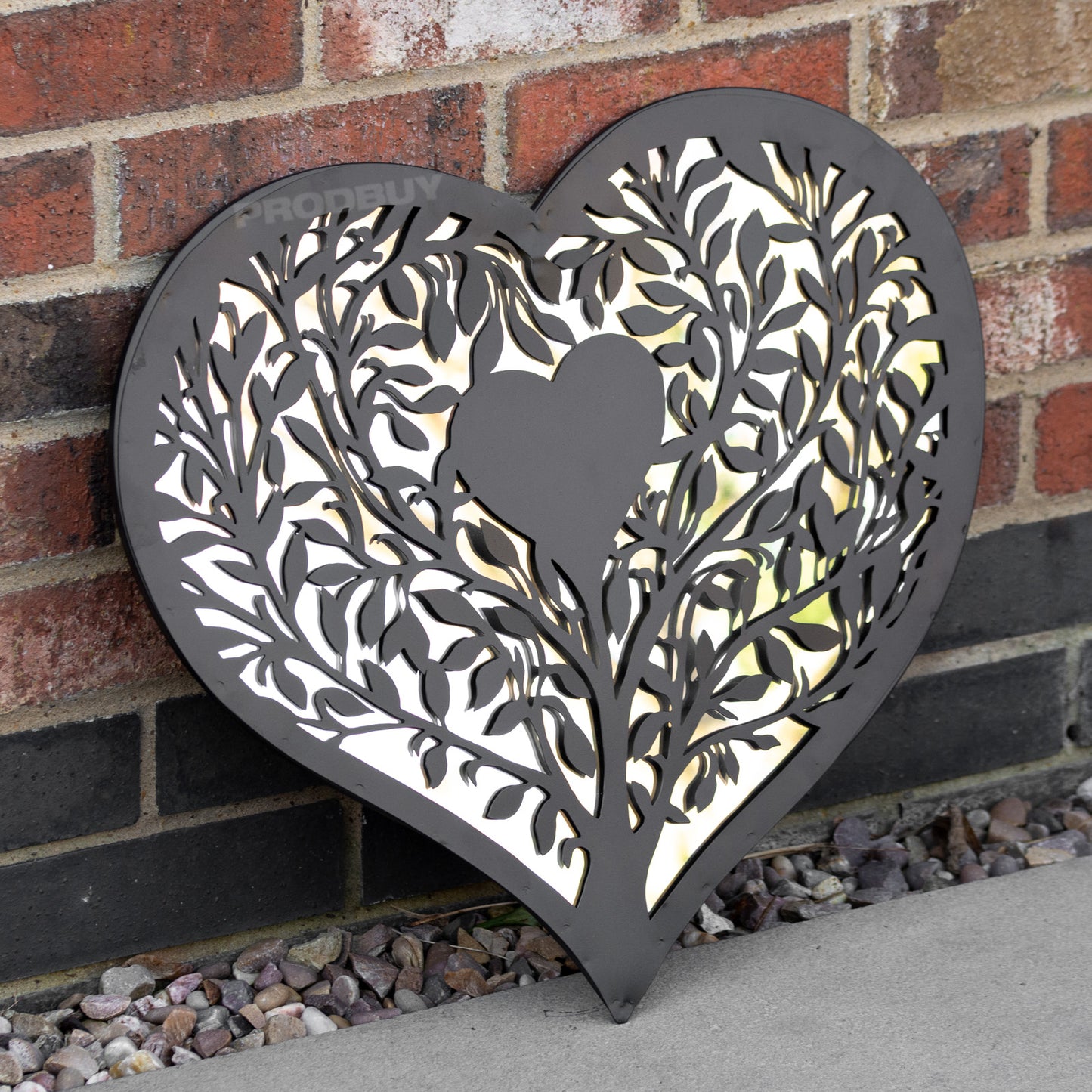 Heart Shaped Black Silhouette Garden Mirror 51cm