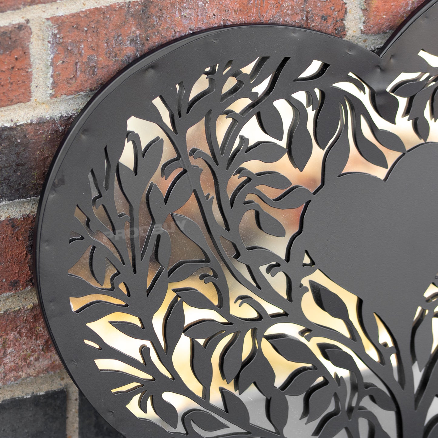 Heart Shaped Black Silhouette Garden Mirror 51cm