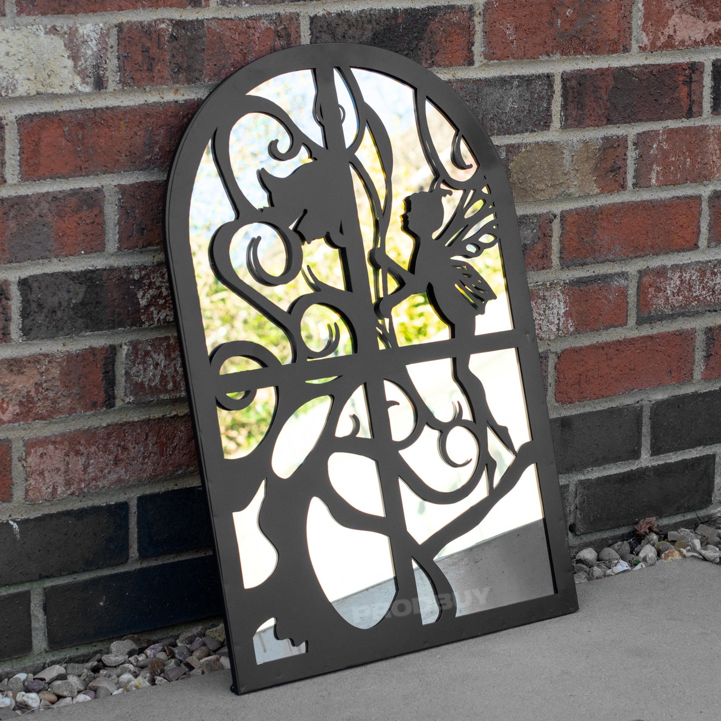 Black Fairy Silhouette Garden Mirror 60cm Large Window Arch