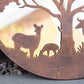 Deer Family Silhouette Garden Mirror 50cm Large Round Bronze