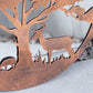 Deer Family Silhouette Garden Mirror 50cm Large Round Bronze
