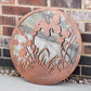 Butterfly Silhouette Garden Mirror 50cm Large Round Bronze