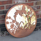 Butterfly Silhouette Garden Mirror 50cm Large Round Bronze