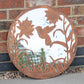 Hummingbird Silhouette Garden Mirror 50cm Large Round Bronze