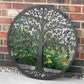 Tree of Life Black Silhouette Garden Mirror 70cm Large Round